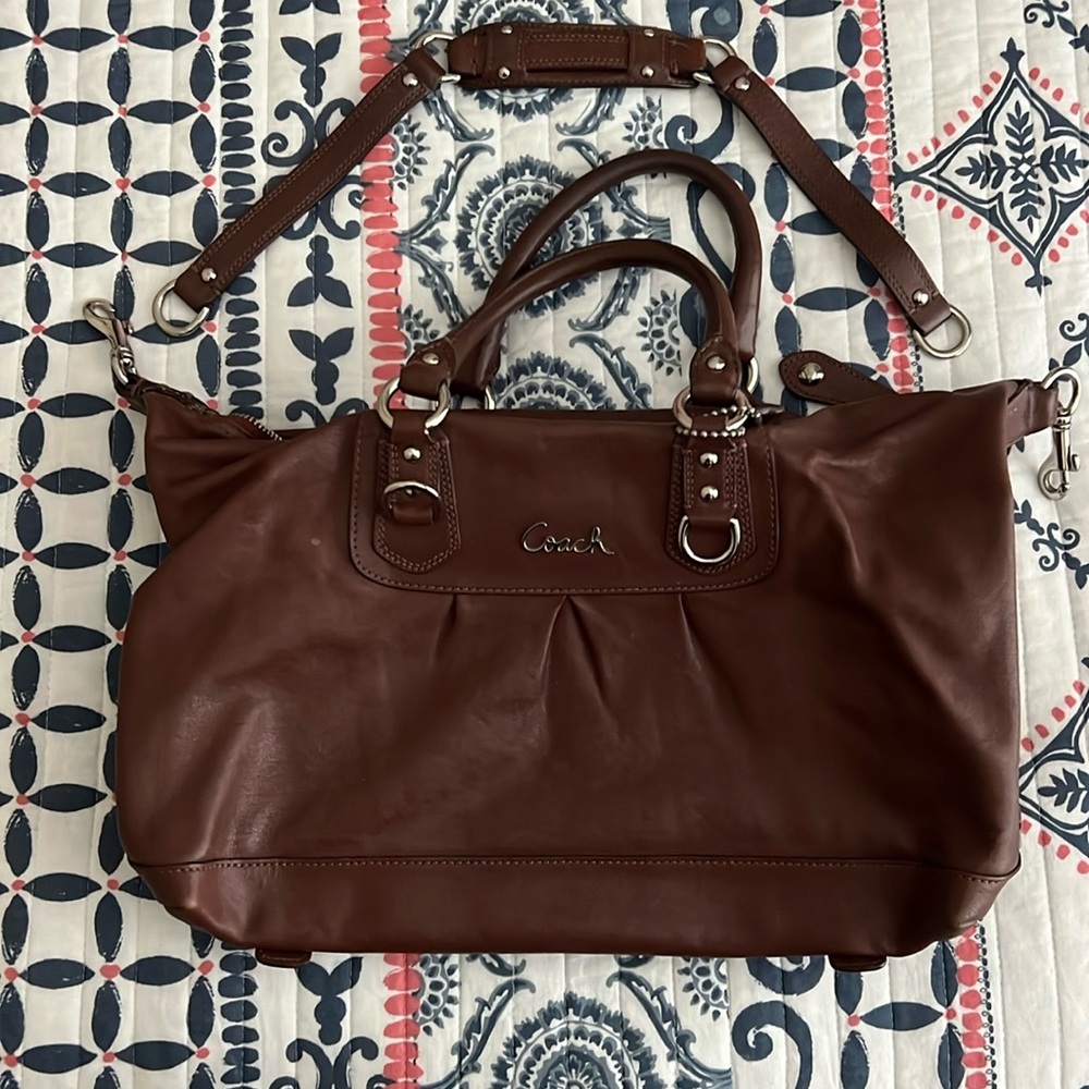 Coach lightly used brown leather handbag